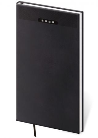 Diář týdenní kapesní Print Classic - černá 2026 / 15cm x 8cm / DP426-01-26