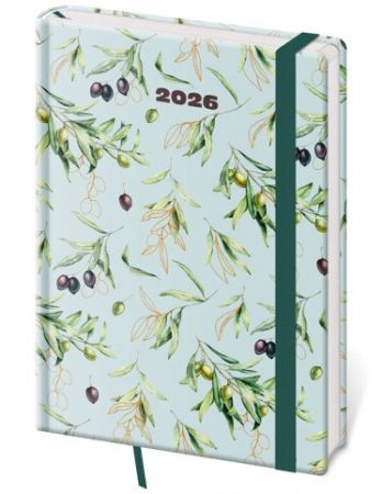 Diář denní A5 Vario - Olive s gumičkou 2026 / 20,5cm x 14,5cm / DV422-15-26