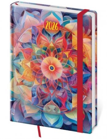 Diář denní A5 Vario - Kaleidoscope s gumičkou 2026 / 20,5cm x 14,5cm / DV422-16-26