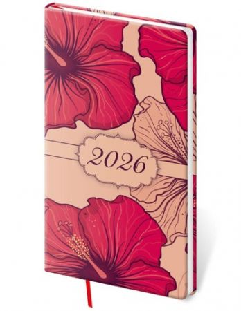 Diář týdenní kapesní Vario Lyra - Hibiscus 2026 / 15cm x 8cm / DV426-36-26