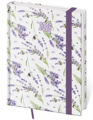 Diář denní B6 Vario - Lavender s gumičkou 2026 / 16,5cm x 12cm / DV432-12-26