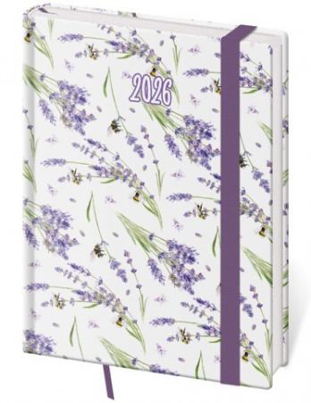 Diář denní B6 Vario - Lavender s gumičkou 2026 / 16,5cm x 12cm / DV432-12-26