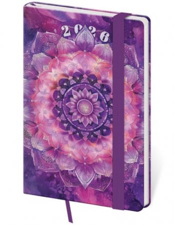 Diář týdenní kapesní Vario - Mandala s gumičkou 2026 / 14cm x 9cm / DV436-28-26