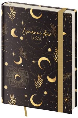 Diář týdenní B6 lunární Luna s gumičkou 2026 / 17,6cm x 12,5cm / DZ440-1-26