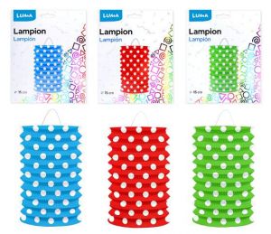 Lampion válec 15cm puntík mix