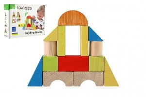 Kostky stavebnice dřevo 14ks v krabici 25x18x6cm