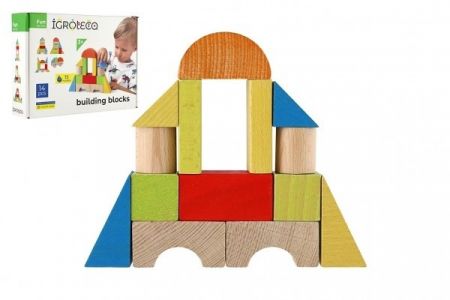 Kostky stavebnice dřevo 14ks v krabici 25x18x6cm