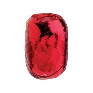 Dárková stužka 20 m x 5 mm, metalická, červená