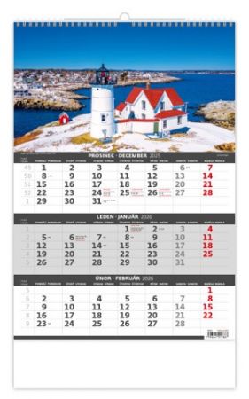 Kalendář nástěnný Pobřeží – 3měsíční/Pobrežie – 3mesačné 2026 / 52cm x 31,5cm / N202-26