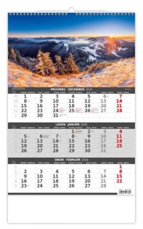 Kalendář nástěnný Hory – 3měsíční/Hory – 3mesačné 2026 / 52cm x 31,5cm / N203-26