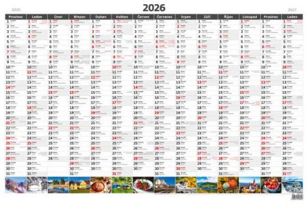 Kalendář nástěnný Plánovací roční mapa A1 obrázková 2026 / 64cm x 88cm / N220-26