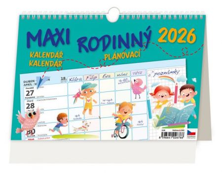 Kalendář stolní MAXI RODINNÝ plánovací kalendář 2026 / 19cm x 24cm / S36-26
