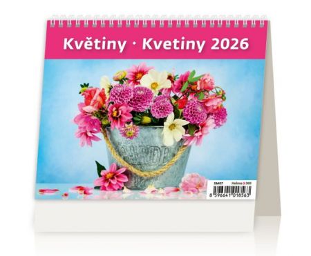 Kalendář stolní MiniMax Květiny/Kvetiny 2026 / 16,4cm x 17,1cm / SM07-26