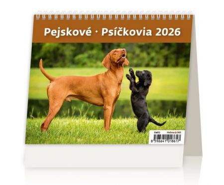 Kalendář stolní MiniMax Pejskové/Psíčkovia 2026 / 16,4cm x 17,1cm / SM13-26