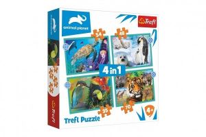 Puzzle 4v1 Planeta zvířat 28,5x20,5cm v krabici 28x28x6cm