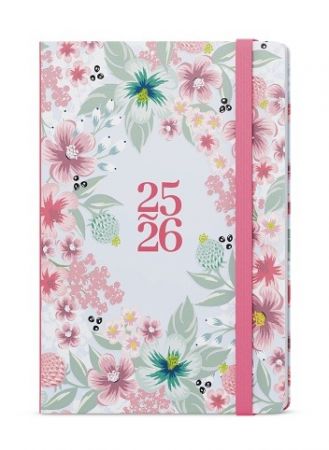 Diář týdenní 18měsíční - Lungo - B6 - Květy 2026 / 18cm x 12cm / BLU9-1-26