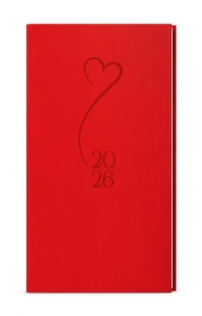 Diář týdenní - Jakub - Vivella s ražbou - kapesní - červená - Srdce 2026 / 15cm x 7,5cm /