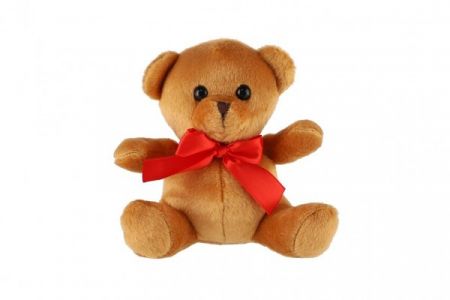 Medvěd/Medvídek sedící s mašlí plyš 15cm v sáčku 0+