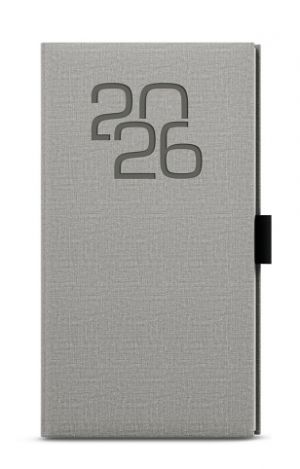 Diář týdenní - Jakub - Fabric - kapesní - šedá 2026 / 15cm x 7,5cm / BTJ27-9-26