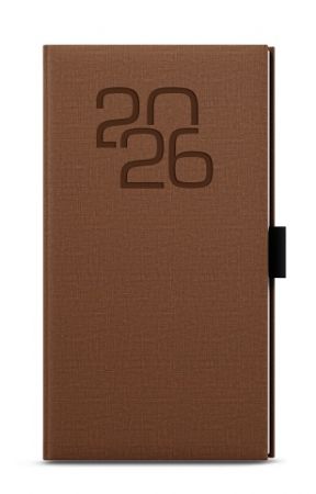 Diář týdenní - Jakub - Fabric - kapesní - hnědá 2026 / 15cm x 7,5cm / BTJ27-7-26
