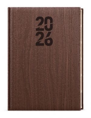 Diář týdenní - Oskar - Wood - A5 - hnědá 2026 / 20,5cm x 14,3cm / BTOk65-7-26