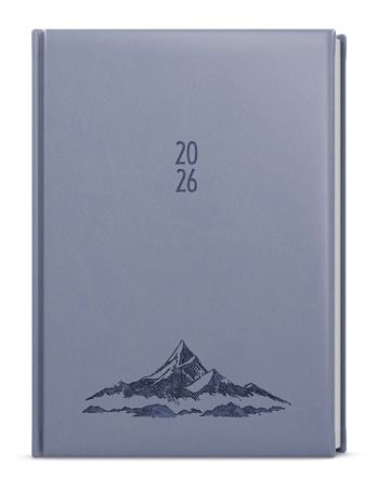 Diář denní - David - Vivella s ražbou - A5 - holubí šeď - Hory 2026 / 20,5cm x 14,3cm / BD