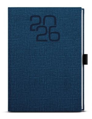 Diář denní - David - Fabric - A5 - modrá 2026 / 20,5cm x 14,3cm / BDD27-1-26