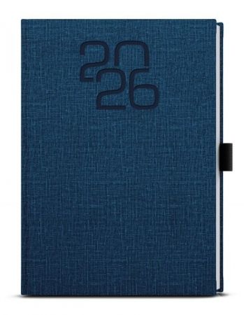 Diář denní - David - Fabric - A5 - modrá 2026 / 20,5cm x 14,3cm / BDD27-1-26