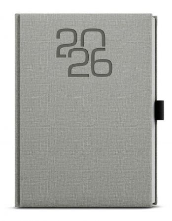 Diář denní - David - Fabric - A5 - šedá 2026 / 20,5cm x 14,3cm / BDD27-9-26