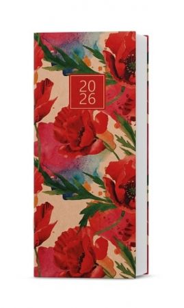 Diář měsíční - Božka - kraft - Máky 2026 / 17,9cm x 7,9cm / BMB2-1-26