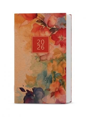 Diář měsíční - Marika - kraft - Akvarel 2026 / 15cm x 9cm / BMM2-1-26