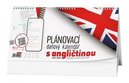 Kalendář stolní Plánovací daňový kalendář s angličtinou 2026 / 15cm x 30cm / BSN5-26