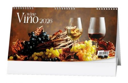 Kalendář stolní Víno 2026 / 15cm x 30cm / BSE1-26