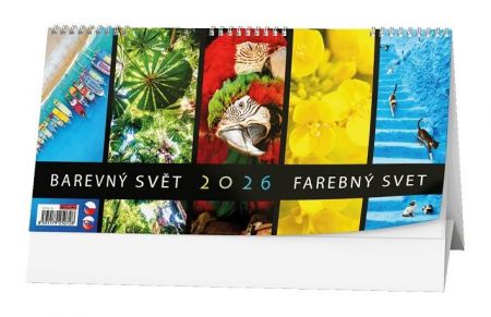 Kalendář stolní Barevný svět 2026 / 15cm x 30cm / BSH6-26