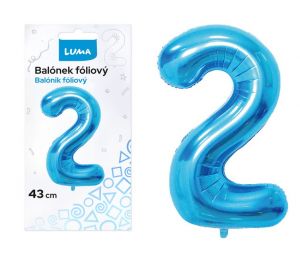 Balónek foliový č.2 MODRÝ 43 cm LUMA