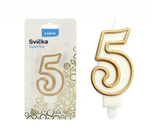 Svíčka č.5 zlatá LUMA