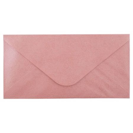 Obálka DL 11,2x21,9 cm metaická s ražbou, světle růžová