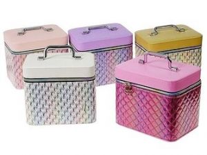 Kufřík se zipem a zrcátkem, velikost L, motiv:Barevné řasy, 23x17x15 cm