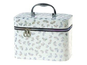 Kufřík se zipem a zrcátkem, velikost M, motiv:bílý motýlek, 21x14x13cm