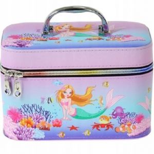 Kufřík se zipem a zrcátkem, velikost M, motiv:mořská panna, 21x14x13cm