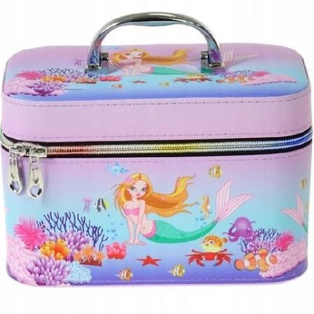 Kufřík se zipem a zrcátkem, velikost M, motiv:mořská panna, 21x14x13cm