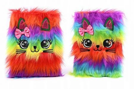 Notes A5 s chlupatým obalem – duhová liška