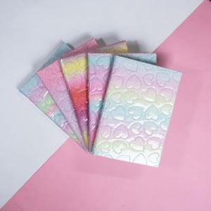 Notes A5 s duhovými srdíčky – třpytivý