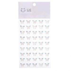 Nálepky 3D motýlci 14 mm, 45 ks, průhlední s odlesky