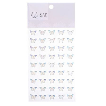 Nálepky 3D motýlci 14 mm, 45 ks, průhlední s odlesky