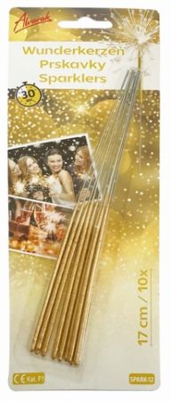 Prskavka zlatá - 10 ks, doba hoření 30s (17 cm)