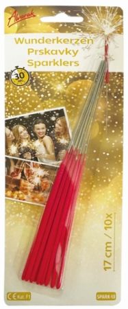 Prskavka červená - 10 ks, doba hoření 30s (17 cm)