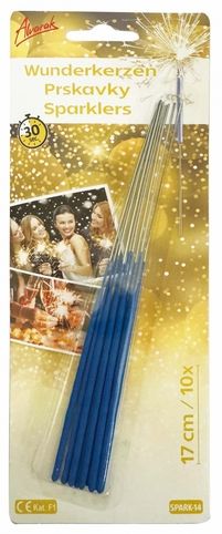 Prskavka modrá - 10 ks, doba hoření 30s (17 cm)