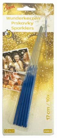 Prskavka modrá - 10 ks, doba hoření 30s (17 cm)