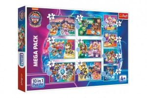 Puzzle 10v1 Šťastný den psů Tlapková Patrola/Paw Patrol v krabici 40x27x6cm